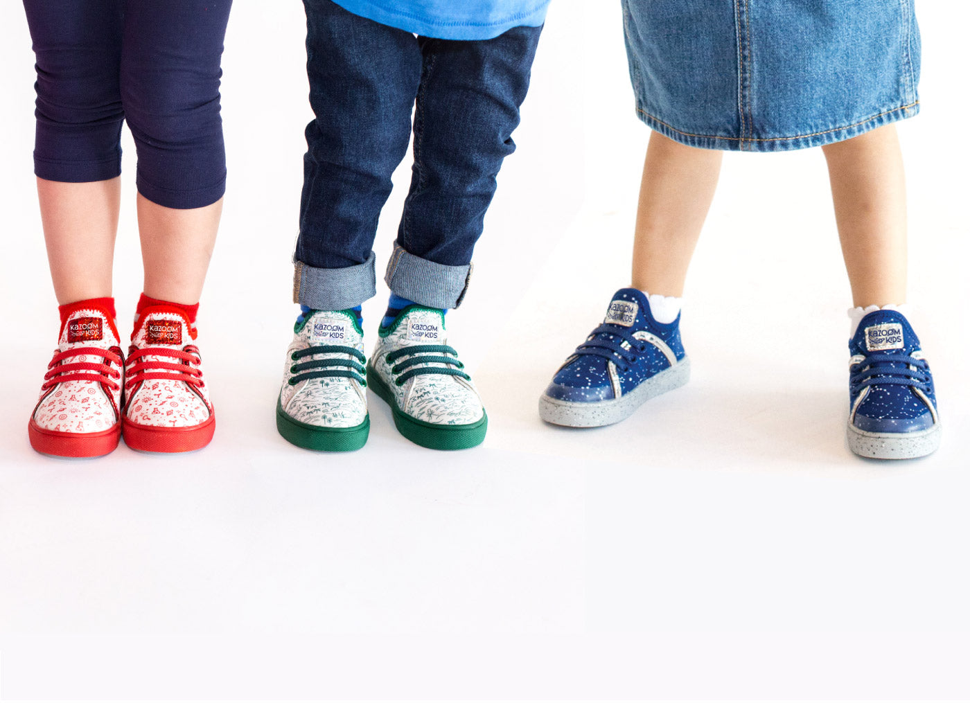 Toddler Girls and Boys Sneakers in Red, Green and Blue Science themes