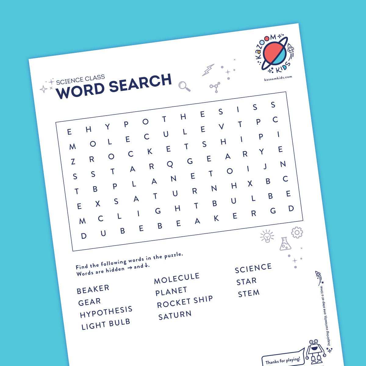 Science Experiment Word Search