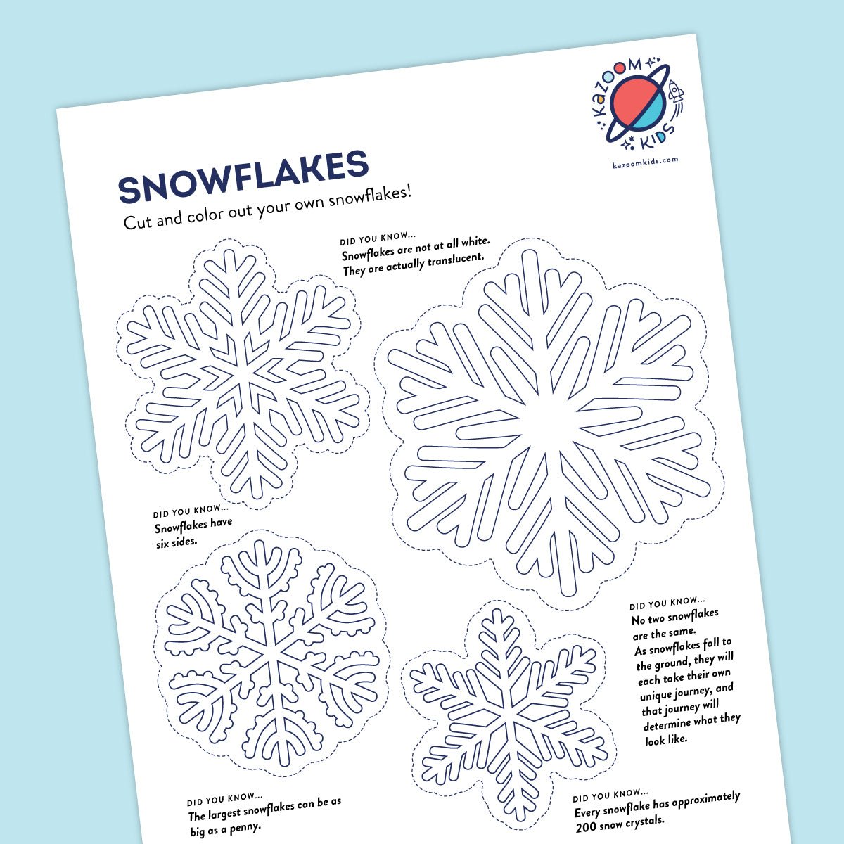 Color and Cut Snowflakes