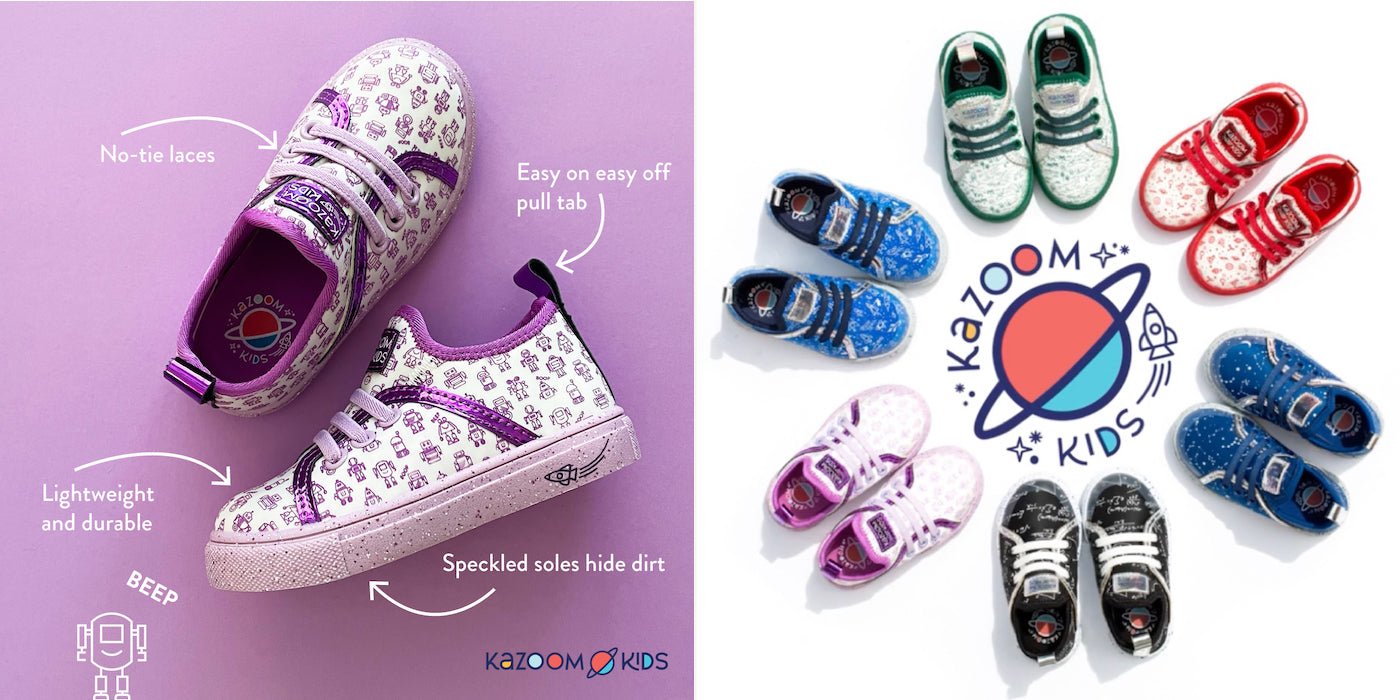 Kazoom Kids Girls Shoe Collection - Purple Robots Highlighted