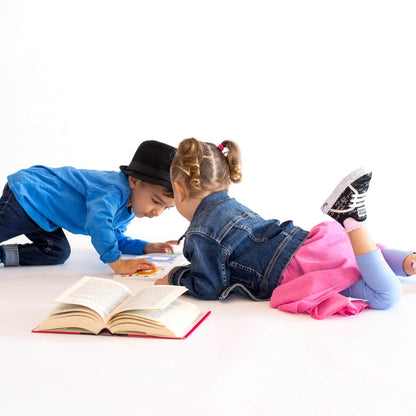 Shoes for Boys and girls - Toddler girl wearing Kazoom math Childrens Shoes while doing science