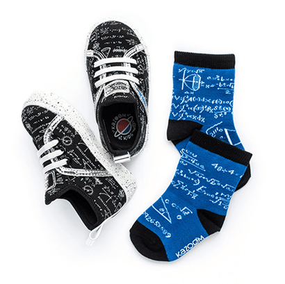 Kids Black Math Shoes and Blue Math Socks in Toddler 8T Size