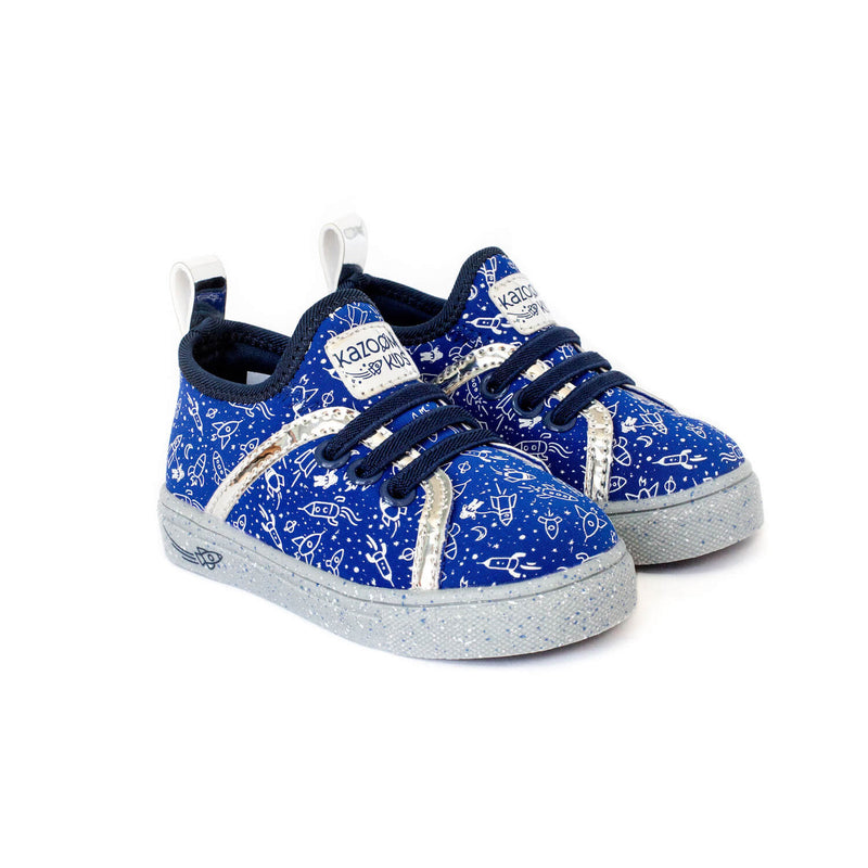 Little Kids Shoes - Toddler shoes with blue rockets illustrating high top design