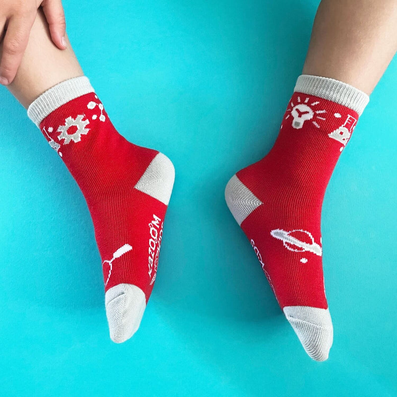 Socks with grips - Red and White science Lab socks