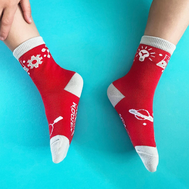 Socks with grips - Red and White science Lab socks