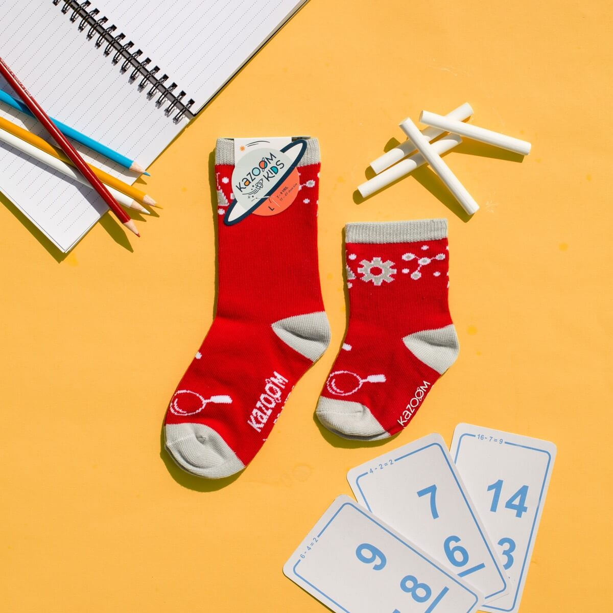 Toddler Socks with Grips - Red and White Science Lab Socks