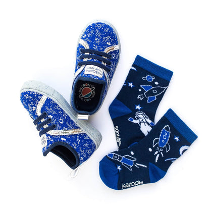 Toddler Socks and Toddler Shoes with Blue Rockets