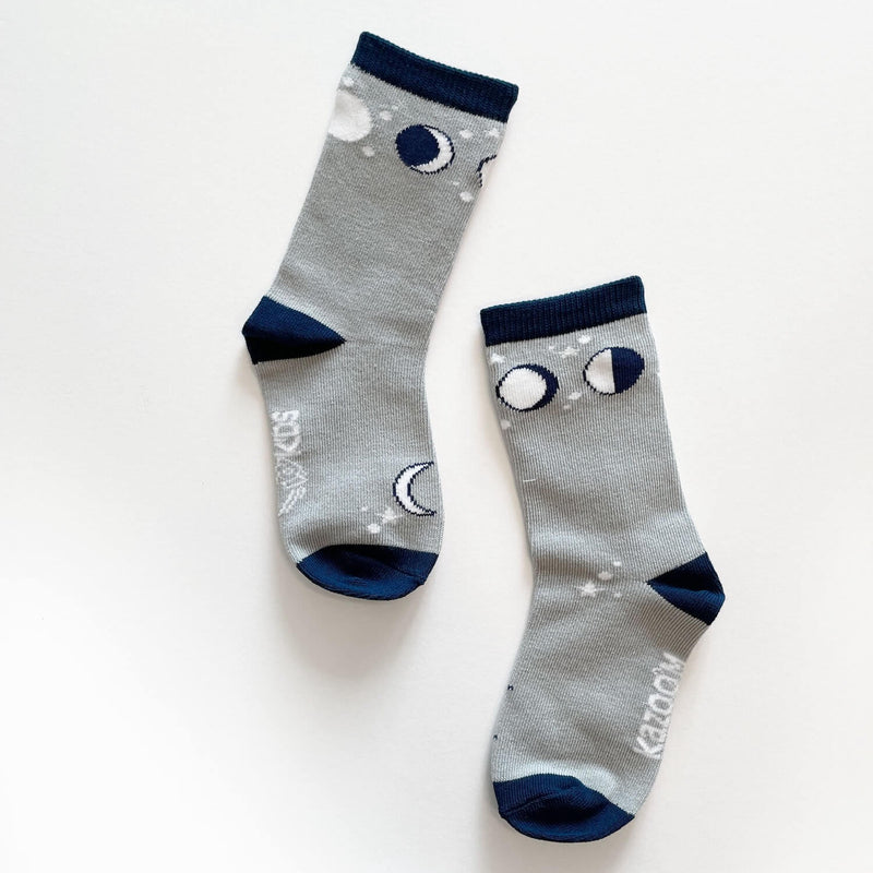 Toddler Socks with grips - gray and blue stars