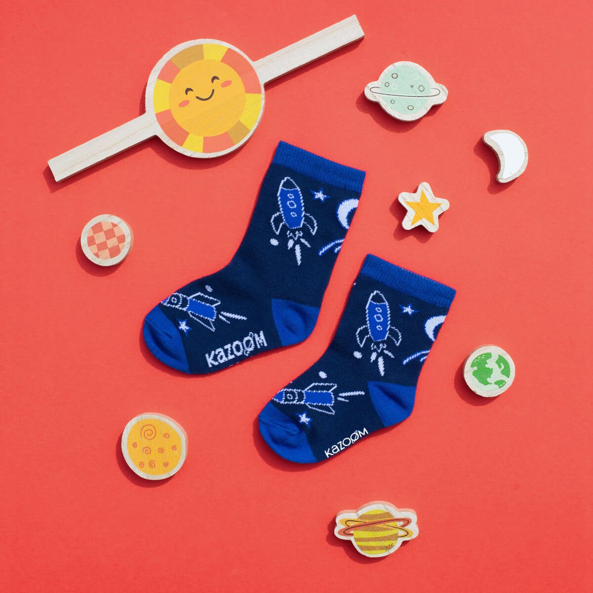 Toddler Socks with Grips - Blue Rockets